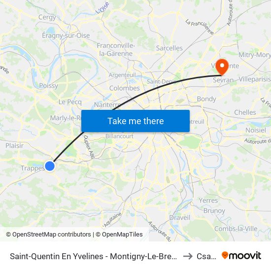 Saint-Quentin En Yvelines - Montigny-Le-Bretonneux to Csapa map