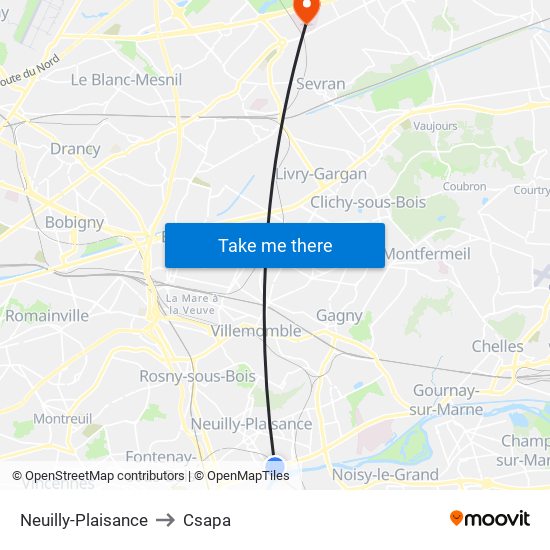 Neuilly-Plaisance to Csapa map