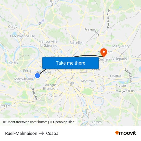 Rueil-Malmaison to Csapa map