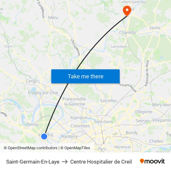 Saint-Germain-En-Laye to Centre Hospitalier de Creil map