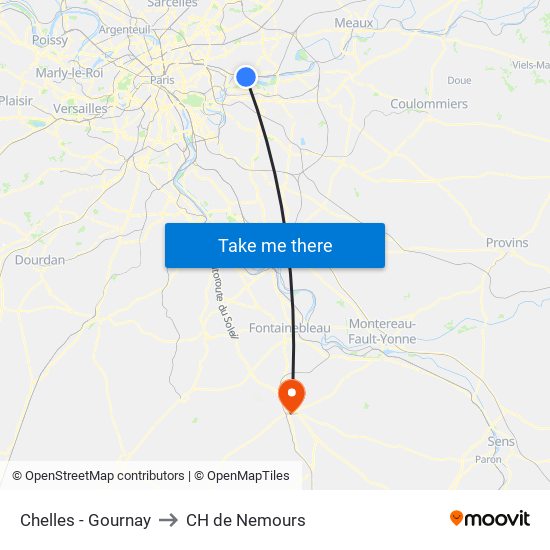 Chelles - Gournay to CH de Nemours map
