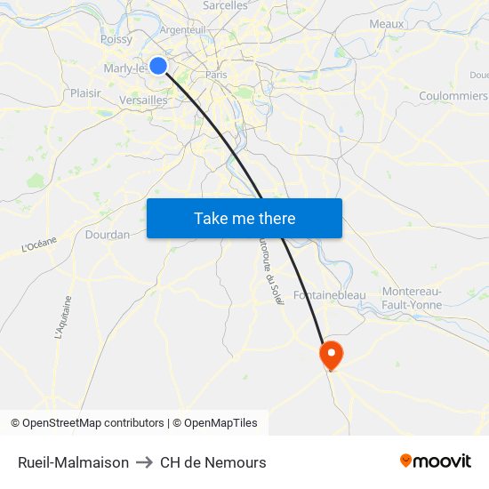 Rueil-Malmaison to CH de Nemours map