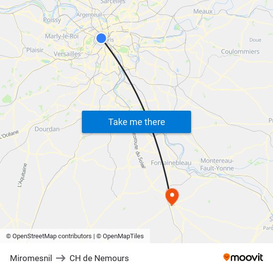 Miromesnil to CH de Nemours map