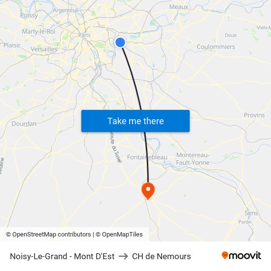 Noisy-Le-Grand - Mont D'Est to CH de Nemours map