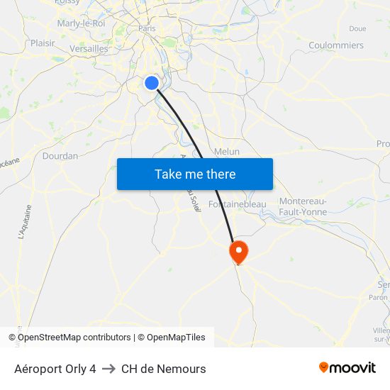 Aéroport Orly 4 to CH de Nemours map