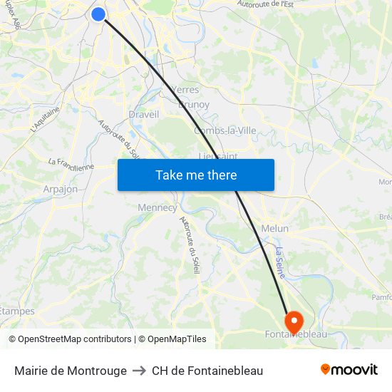 Mairie de Montrouge to CH de Fontainebleau map