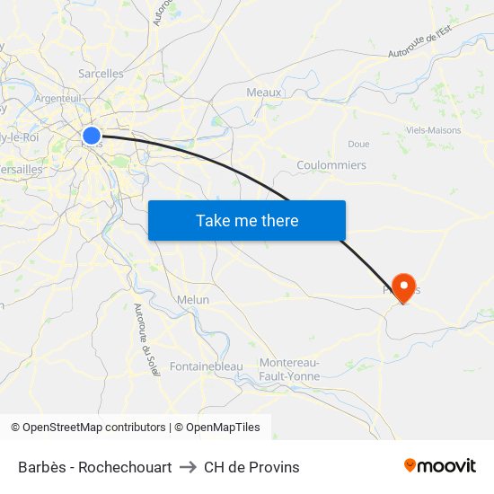 Barbès - Rochechouart to CH de Provins map