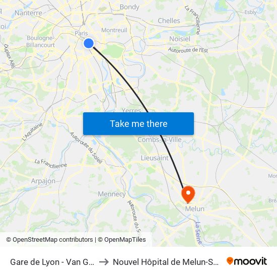 Gare de Lyon - Van Gogh to Nouvel Hôpital de Melun-Sénart map