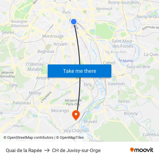Quai de la Rapée to CH de Juvisy-sur-Orge map