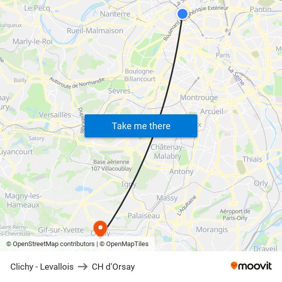 Clichy - Levallois to CH d'Orsay map