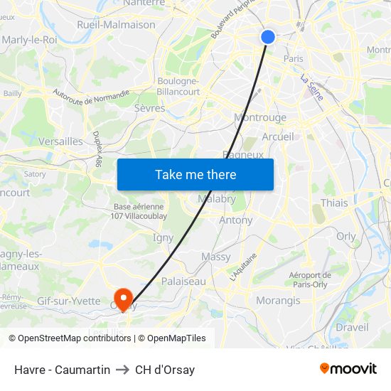 Havre - Caumartin to CH d'Orsay map