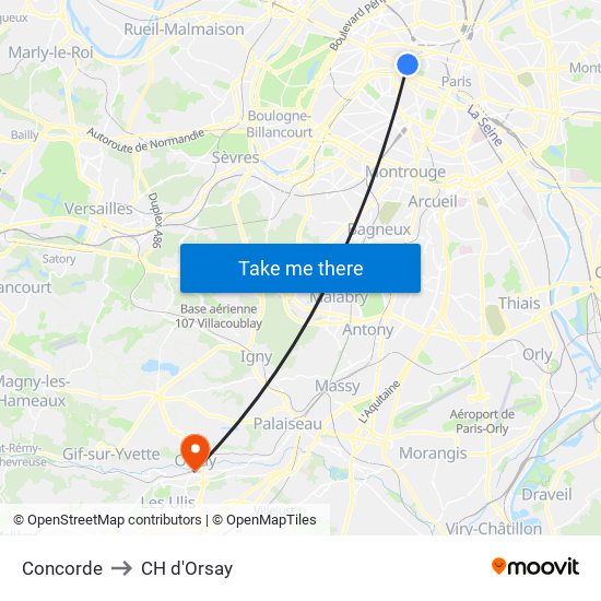 Concorde to CH d'Orsay map