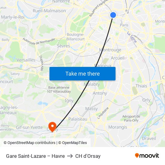 Gare Saint-Lazare – Havre to CH d'Orsay map