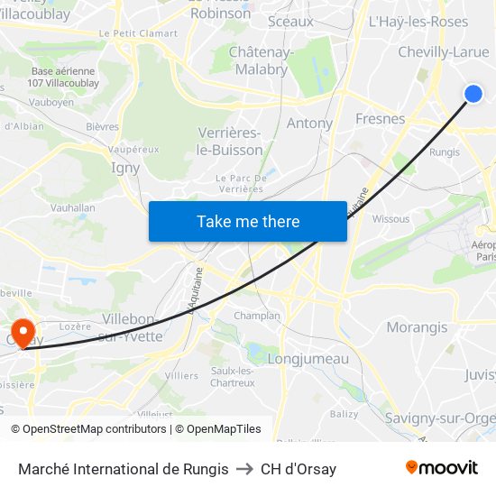 Marché International de Rungis to CH d'Orsay map