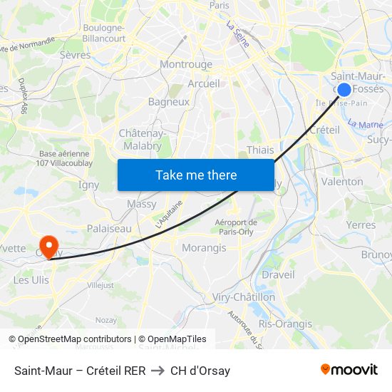 Saint-Maur – Créteil RER to CH d'Orsay map