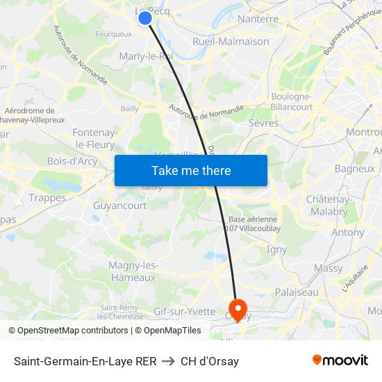 Saint-Germain-En-Laye RER to CH d'Orsay map