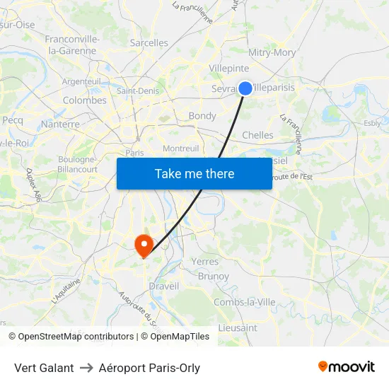 Vert Galant to Aéroport Paris-Orly map