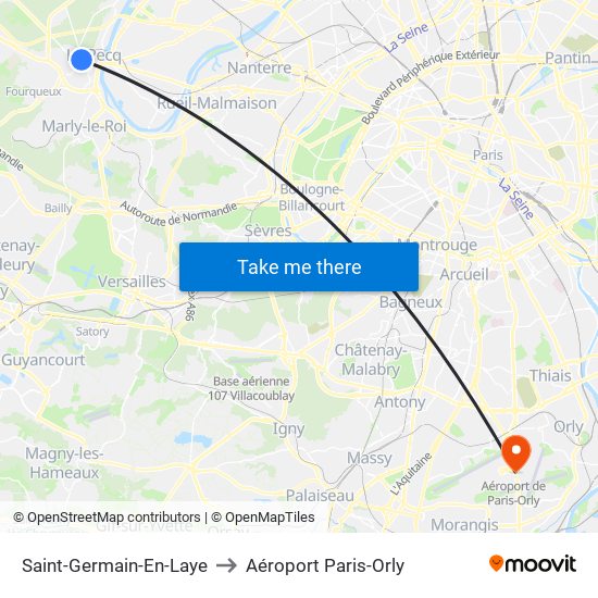 Saint-Germain-En-Laye to Aéroport Paris-Orly map