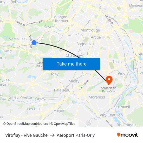 Viroflay - Rive Gauche to Aéroport Paris-Orly map
