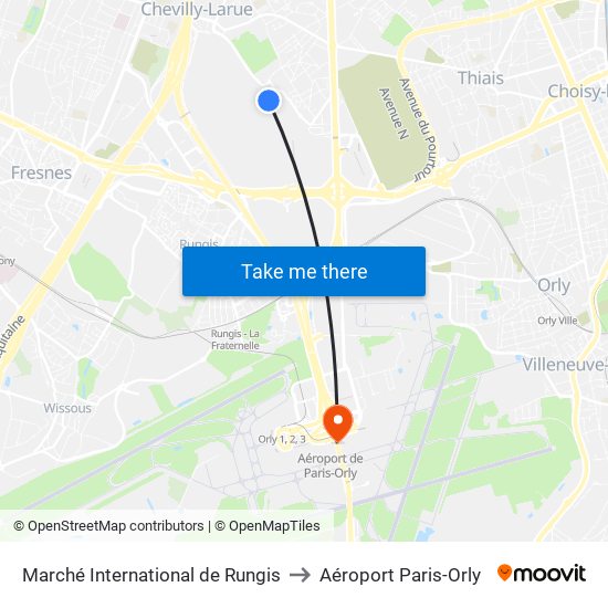 Marché International de Rungis to Aéroport Paris-Orly map