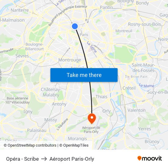 Opéra - Scribe to Aéroport Paris-Orly map