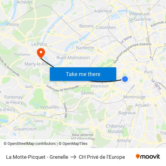 La Motte-Picquet - Grenelle to CH Privé de l'Europe map