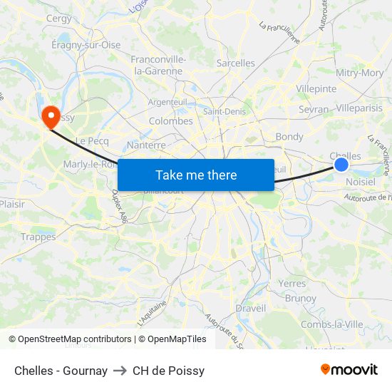 Chelles - Gournay to CH de Poissy map