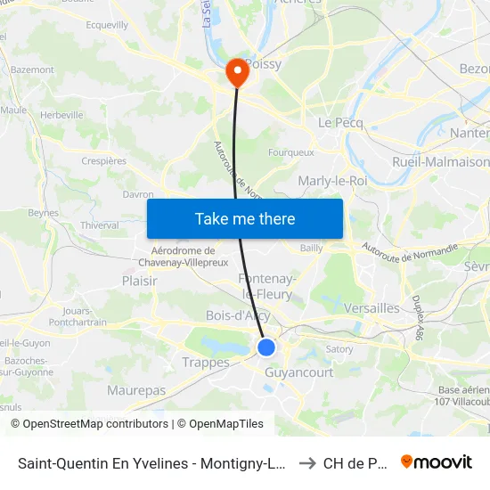 Saint-Quentin En Yvelines - Montigny-Le-Bretonneux to CH de Poissy map