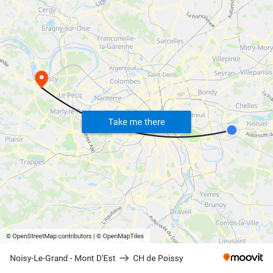 Noisy-Le-Grand - Mont D'Est to CH de Poissy map