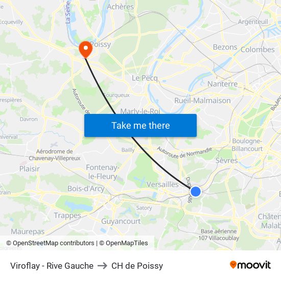 Viroflay - Rive Gauche to CH de Poissy map