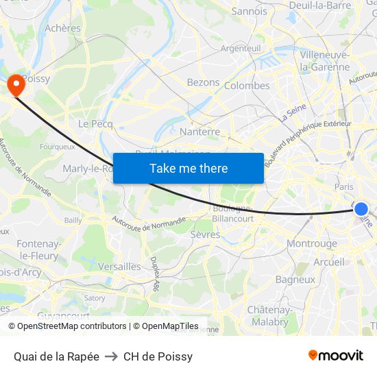 Quai de la Rapée to CH de Poissy map