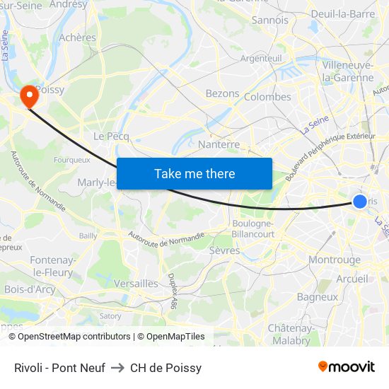 Rivoli - Pont Neuf to CH de Poissy map