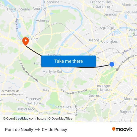 Pont de Neuilly to CH de Poissy map