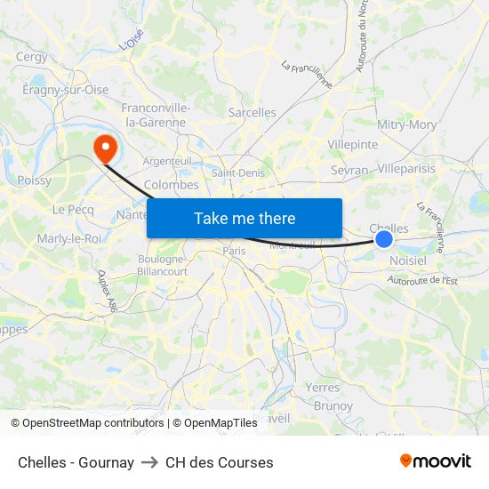 Chelles - Gournay to CH des Courses map