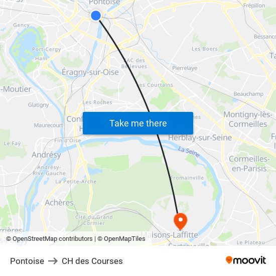 Pontoise to CH des Courses map