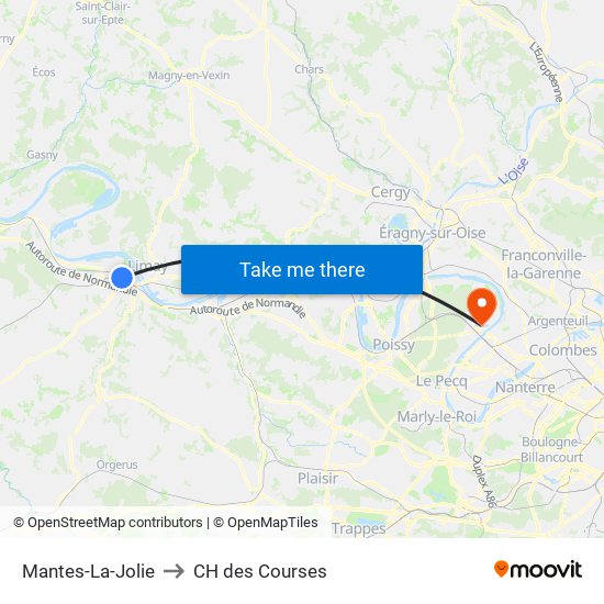Mantes-La-Jolie to CH des Courses map
