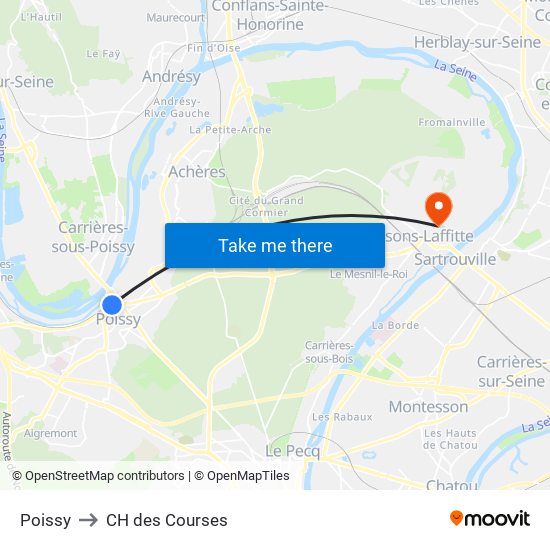 Poissy to CH des Courses map