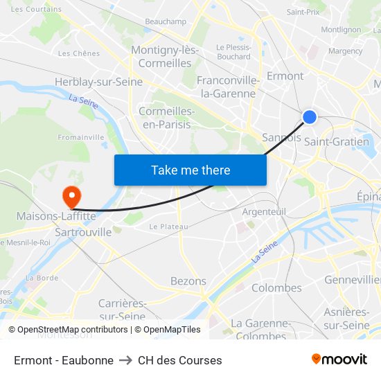 Ermont - Eaubonne to CH des Courses map