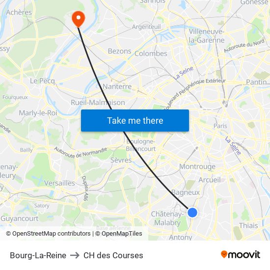 Bourg-La-Reine to CH des Courses map