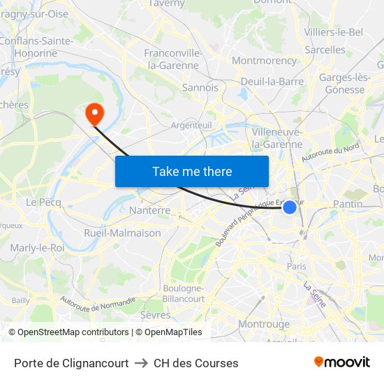 Porte de Clignancourt to CH des Courses map