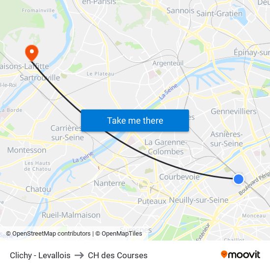 Clichy - Levallois to CH des Courses map