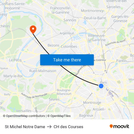 St Michel Notre Dame to CH des Courses map