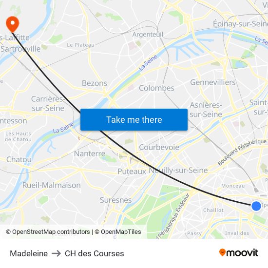 Madeleine to CH des Courses map