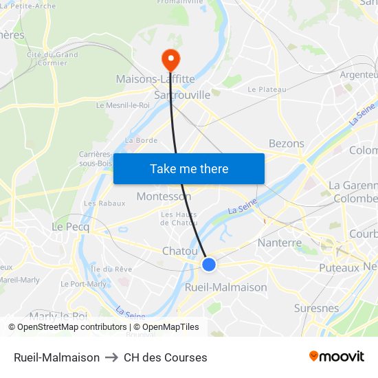 Rueil-Malmaison to CH des Courses map