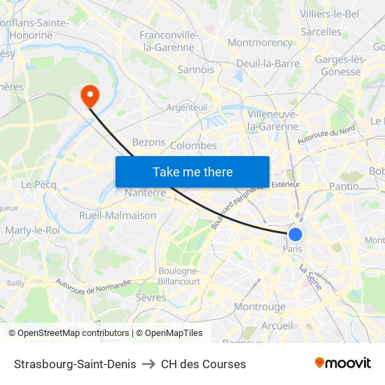 Strasbourg-Saint-Denis to CH des Courses map