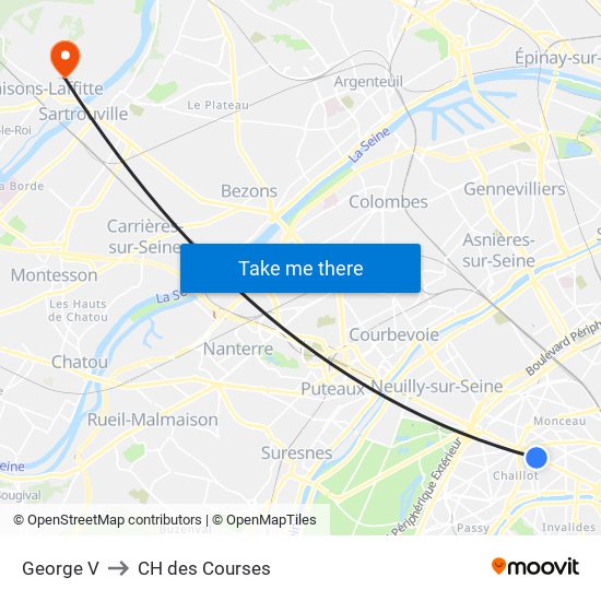 George V to CH des Courses map