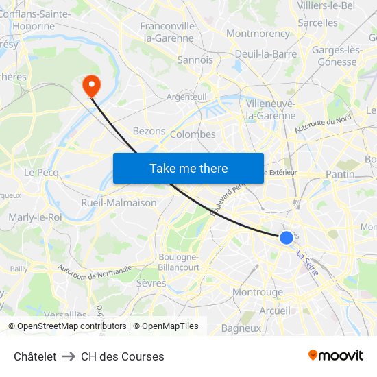 Châtelet to CH des Courses map
