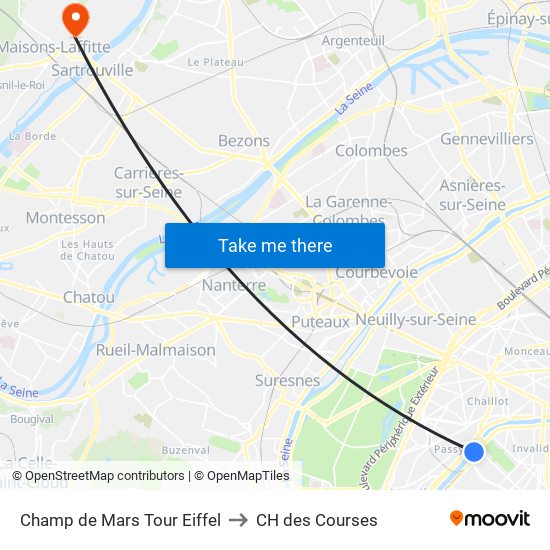 Champ de Mars Tour Eiffel to CH des Courses map