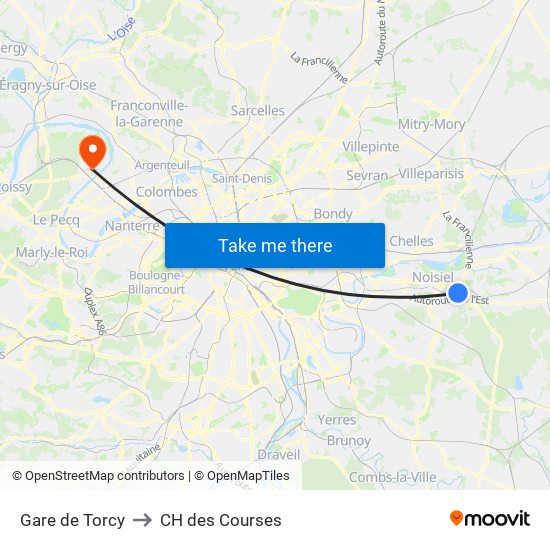 Gare de Torcy to CH des Courses map