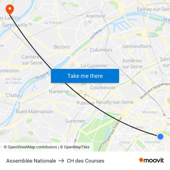 Assemblée Nationale to CH des Courses map